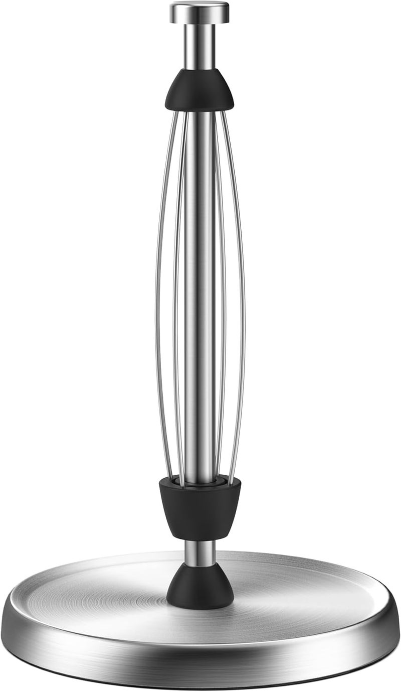 Swaitee Paper Towel Holder Countertop, One-Handed Tear, Stainless Steel, Weighted Base, Silver, Paper Towel Roll Holder Stand with Ratchet Mechanism for Kitchen Bathroom Farmhouse Essentials Decor Accessories - Image 1